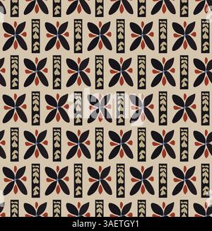 Ethnisch-geometrisch-florales-nahtloses Muster-Tribal-Design Stockfoto