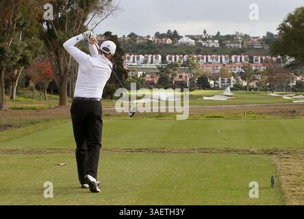 November 2011 - Carlsbad - 18. November 2011, Carlsbad, Kalifornien, USA |auf dem kürzlich renovierten La Costa Resort Golfplatz bietet Rusty Wallis auf der begradigten 15. Loch.| Foto: CHARLIE NEUMAN/San Diego Union-Tribune/ZUMA Press. (Bild: © The San Diego Union-Tribune/ZUMAPRESS.com) Stockfoto