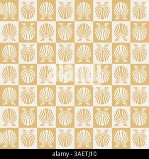 Küstenschick, Muscheln in einem geometrischen Raster Stockfoto