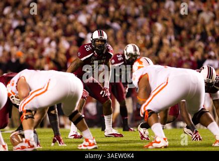 November 2011 - Columbia, South Carolina, USA S - South Carolina Gamecocks Linebacker Antonio Allen (26) in Aktion während des Fußballspiels South Carolina vs. Clemson. Die Gamecocks besiegen die Tiger 34 - 13. (Bild: © Tony Brown/Southcreek/ZUMAPRESS.com) Stockfoto