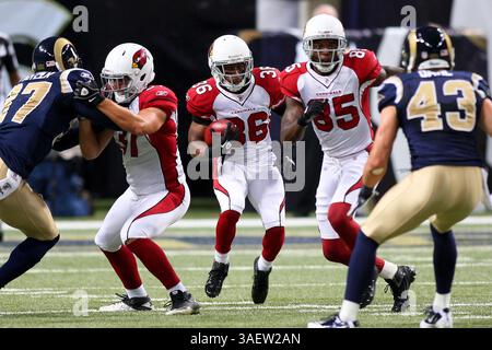 November 2011 - Saint Louis, Missouri, USA LaRod Stephens-Howling (36) trägt den Ball während des NFL-Spiels zwischen den Arizona Cardinals und den St. Louis Rams im Edward Jones Dome in St. Louis, Missouri. Die Kardinäle besiegten die Rams 23-20. (Bild: © Scott Kane/Southcreek/ZUMAPRESS.com) Stockfoto