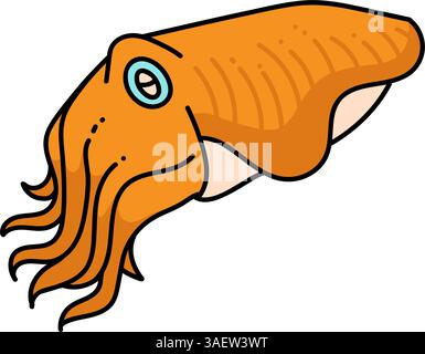 Tintenfisch Hand gezeichnete Farbe Vektor Illustration Stock Vektor