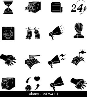 Schwarzes handgezeichnetes Business-Symbol-Set Stock Vektor
