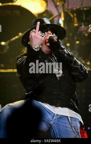 28. November 2011 - Hamilton, Ontario, Kanada - Sänger AXL ROSE und die Band Guns N' Roses treten live auf, während ihre Tour 2011 einen Halt am COPPS Coliseum macht (Foto: © Igor Vidyashev/ZUMAPRESS.com) Stockfoto