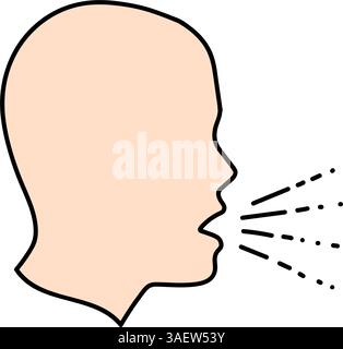 Mann Husten Hand gezeichnete Farbe Vektor Illustration Stock Vektor