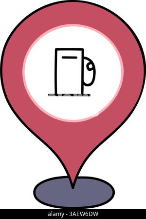 PIN Map Tankstelle Hand gezeichnet Farbvektor Illustration Stock Vektor