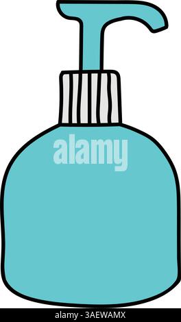 Antiseptische Desinfektionsflasche Hand gezeichnete Farbvektor-Illustration Stock Vektor