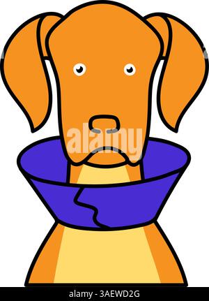 Kranker Hund Hand gezeichnete Farbvektor-Illustration Stock Vektor
