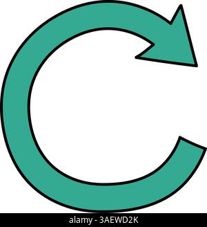Im Uhrzeigersinn drehender Pfeil handgezeichnete Farbvektorgrafik Stock Vektor