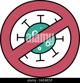 Kein Virus Hand gezeichnet Farbe Vektor Illustration Stock Vektor