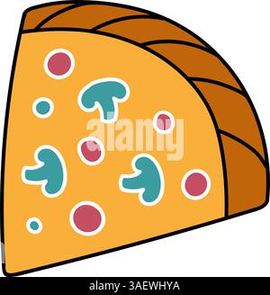 Pizza Hand gezeichnete Farbe Vektor Illustration Stock Vektor