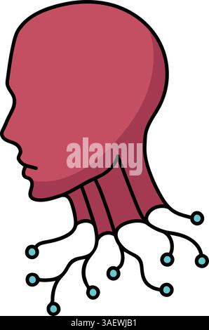 Roboter Hand gezeichnete Farbvektor-Illustration Stock Vektor