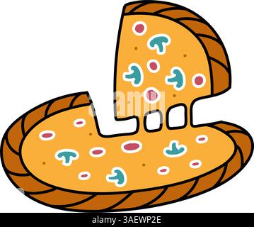 Pizza Hand gezeichnete Farbe Vektor Illustration Stock Vektor