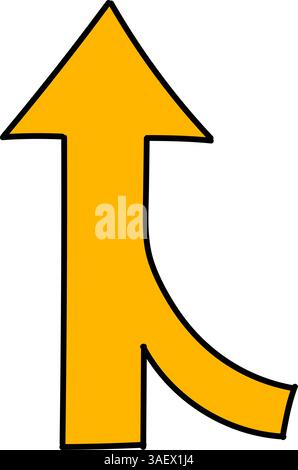 Verschmelzende Pfeile Straßenschild Hand gezeichnet Farbvektor Illustration Stock Vektor