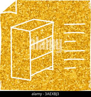 Holzbearbeitung auf Papierzeichnung in Goldfarbe Stock Vektor