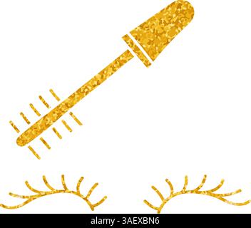 Kosmetische Make-up Wimpernzeichnung in Goldfarbe Stock Vektor