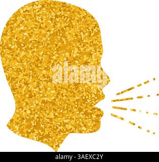 Mann hustet Zeichnung in goldener Farbe Stock Vektor