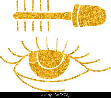 Kosmetische Make-up Wimpernzeichnung in Goldfarbe Stock Vektor