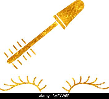 Kosmetische Make-up Wimpernzeichnung in Goldfarbe Stock Vektor