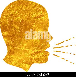 Mann hustet Zeichnung in goldener Farbe Stock Vektor