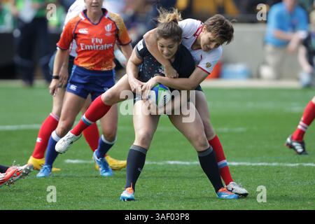 15. März 2015: Das Viertelfinale der World Rugby Women's Sevens Series in Atlanta, GA. England gegen Russland. (Bild: © Kent McCorkle/Cal Sport Media/ZUMAPRESS.com) Stockfoto