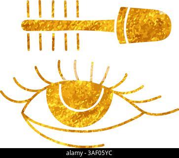 Kosmetische Make-up Wimpernzeichnung in Goldfarbe Stock Vektor
