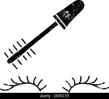 Kosmetik Make Up Wimpern schwarz handgezeichnet Symbol im Grunge-Look Stock Vektor