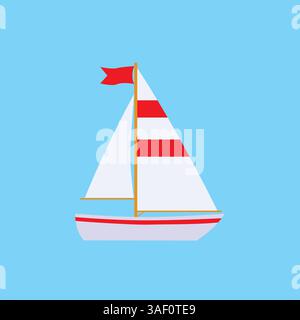 Bootsfarbensymbol im Cartoon-Stil. Segelboot-Vektor-Illustration in flachem Stil. Stock Vektor