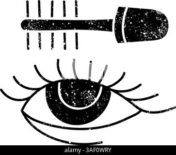 Kosmetik Make Up Wimpern schwarz handgezeichnet Symbol im Grunge-Look Stock Vektor