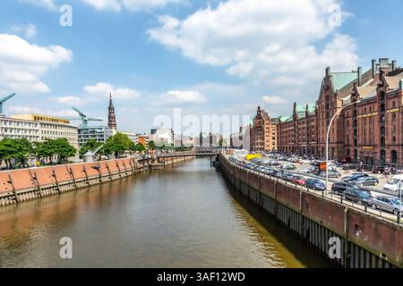 Hamburg, Deutschland - 17. Juli 2014: Lagerhäuser in Speicherstadt in Hamburg. Stockfoto