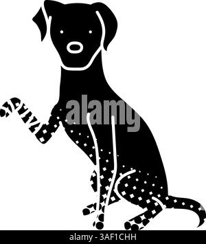 Bein verletzt Hund schwarz Hand gezeichnet Symbol in Halbton Textur Stil Stock Vektor