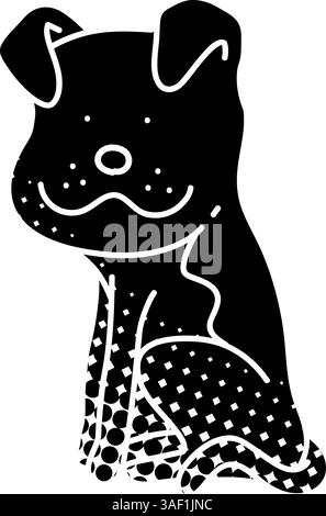 Schwarzes handgezeichnetes Symbol im Halbtonstil Hundesymbol Stock Vektor