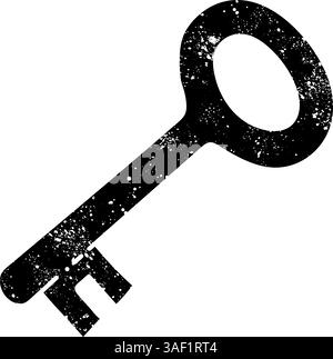 Schlüsselsymbol in schwarzem, handgezeichnetem Design im Grunge-Look Stock Vektor