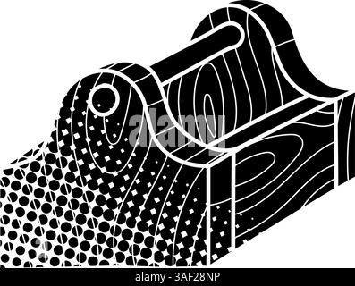 Vintage-Werkzeugkiste aus Holz, schwarz, handgezeichnet, im Rasterstil Stock Vektor