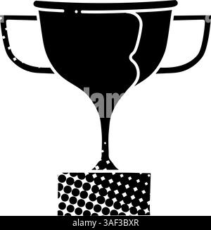 Schwarzes handgezeichnetes Symbol mit Trophäe im Halbtonstil Stock Vektor