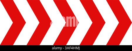 Rotes Chevron-Pfeilmuster. Chevron-Formlinie. Fahrtrichtung Straßenlinie. Dreieckspfeil. Warnung wiederholen gestreift. Symbol „Wischen“. Konstruktionselement Stock Vektor