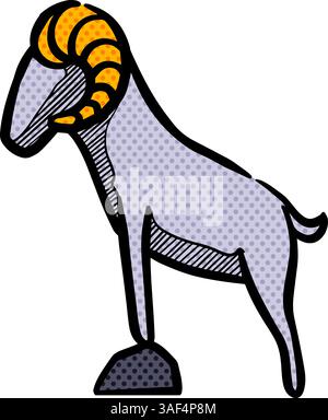 Hand gezeichnete stehende Ziege Halbton-Farbvektor-Illustration Stock Vektor