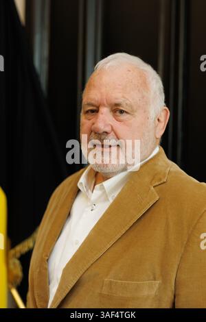 Brügge, Belgien. April 2025. Middelkerke Bürgermeister Jean-Marie Dedecker, dargestellt während der Eid-Zeremonie für den Bürgermeister von Middelkerke, Montag, den 7. April 2025 in Brügge. BELGA FOTO KURT DESPLENTER Credit: Belga Nachrichtenagentur/Alamy Live News Stockfoto