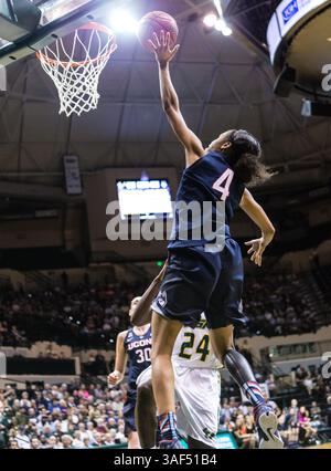 2. März 2015: Tampa FL, USA – die Connecticut Huskies-Gardin Moriah Jefferson #4 verpasst einen Layup im Spiel zwischen UCONN und USF im USF Sun Dome in Tampa FL. (Bild: © Del Mecum/Cal Sport Media/ZUMAPRESS.com) Stockfoto