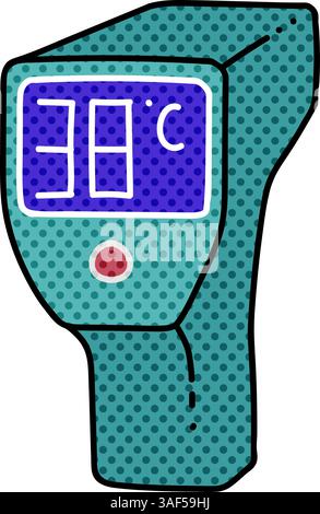 Digitale Thermopistole Körpertemperatur Prüfinstrument Halbton Hand gezeichnete Farbvektor Illustration Stock Vektor
