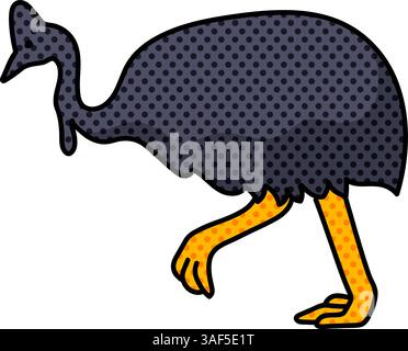 cassowary Halbton Hand gezeichnete Farbe Vektor Illustration Stock Vektor