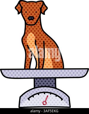 tierarzt Tiergewicht Skala Halbton Hand gezeichnete Farbe Vektor Illustration Stock Vektor