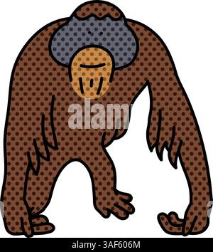 Orang-Utan-Halbton Hand gezeichnete Farbvektor-Illustration Stock Vektor