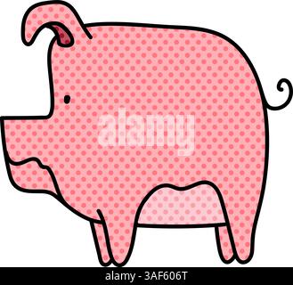 Schwein-Halbton-Hand gezeichnete Farbvektor-Illustration Stock Vektor