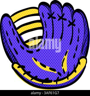 Baseballhandschuh Halbton-Symbol Hand gezeichnete Farbe Vektor-Illustration Stock Vektor