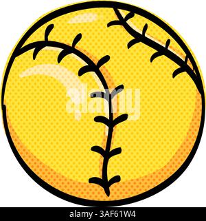 Baseball-Halbton-Symbol Hand gezeichnete Farbe Vektor-Illustration Stock Vektor