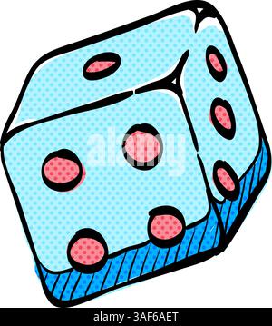 Würfel Halbton-Symbol Hand gezeichnete Farbvektor-Illustration Stock Vektor