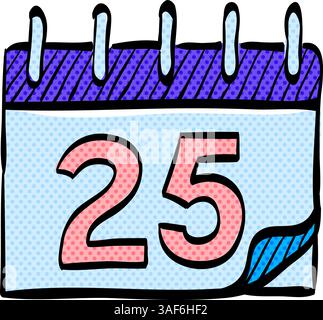 Kalender Weihnachten Halbtonsymbol Hand gezeichnete Farbe Vektor Illustration Stock Vektor