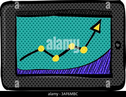 Pfeildiagramm-Halbtonsymbol handgezeichnete Farbvektorgrafik Stock Vektor