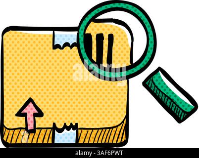 Paketverfolgung Halbtonsymbol Hand gezeichnete Farbvektor-Illustration Stock Vektor
